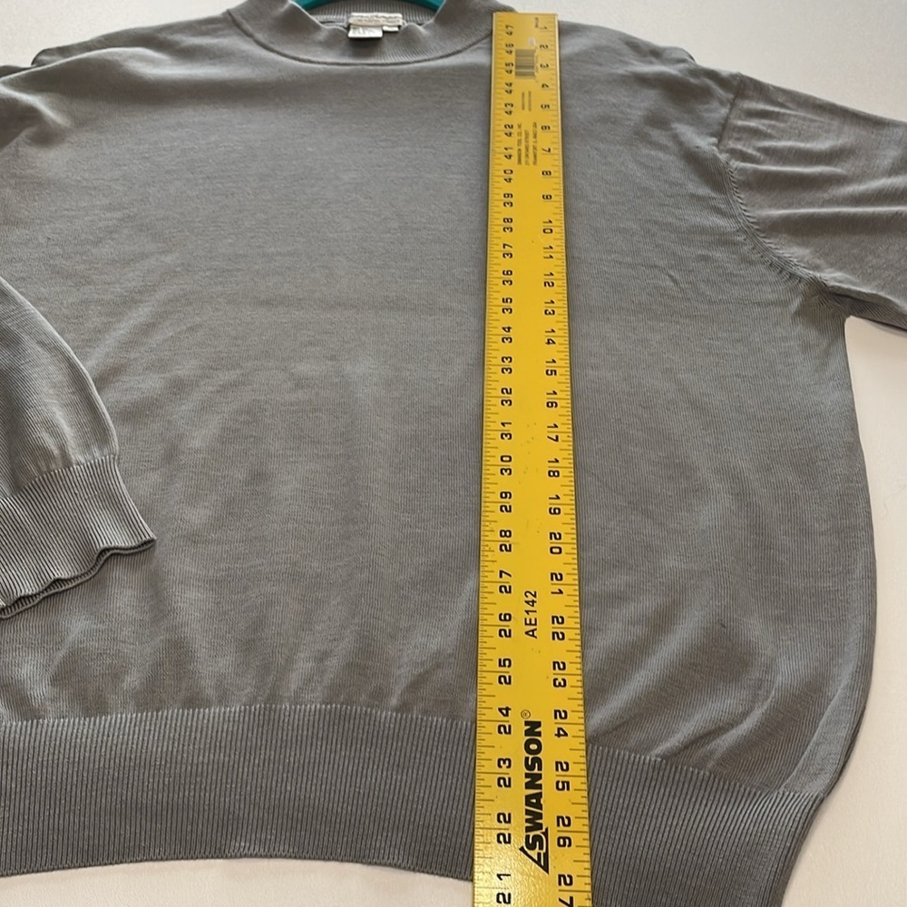 NORM THOMPSON Men’s Mock Neck Gray Silk Cotton Blend Sweater Size XL Lightweight - Picture 5 of 6